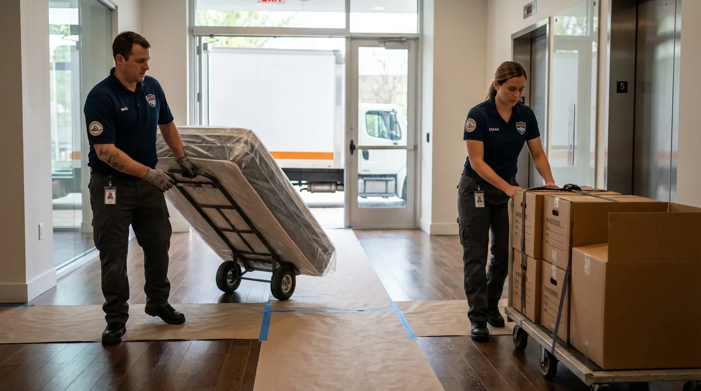 Professional apartment movers loading elevator in Chino Valley, AZ